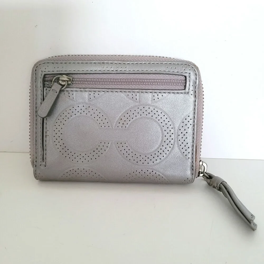 Coach Madison Wallet Leather‎ Bifold Zip Compact Zippy Signature Medium